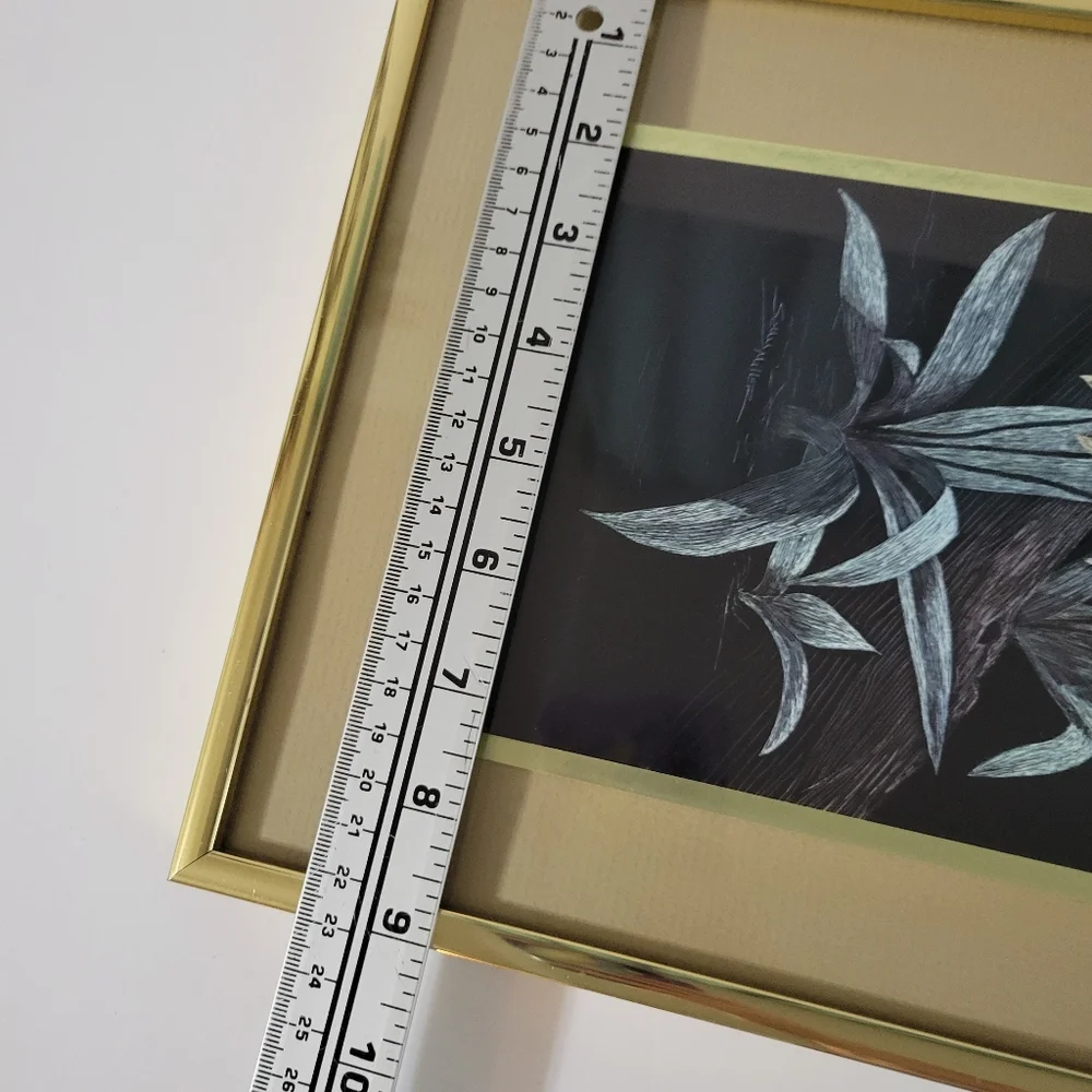 Sally Miller Art Scratchboard Orchids Framed